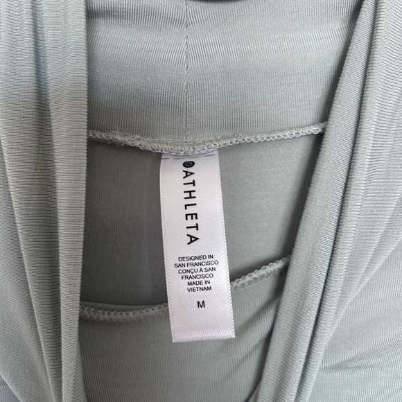 Athleta long sleeve soft cold shoulder solid turtleneck top on grey. Size M - Picture 8 of 8